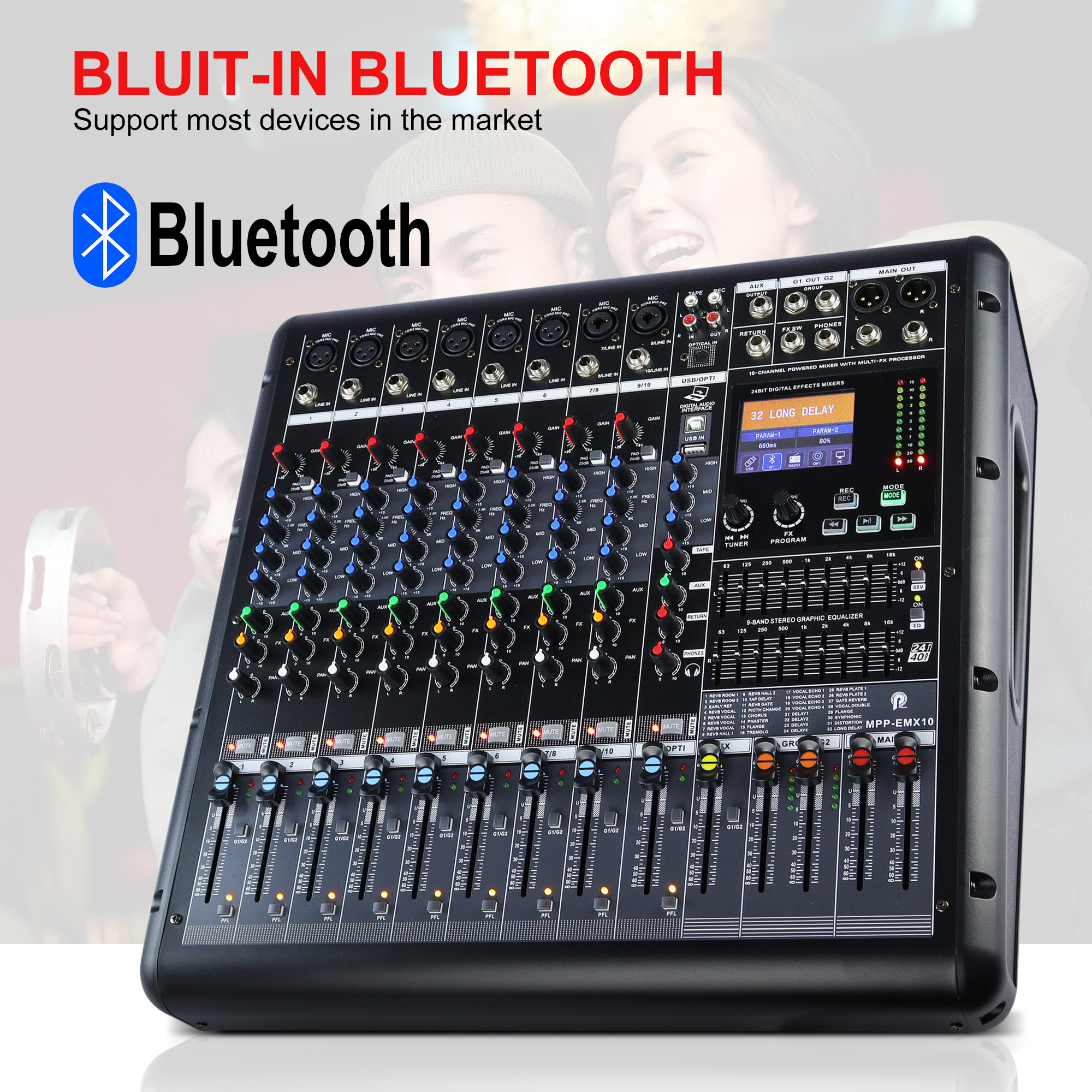 PRONIC 10 Channel Power Mixer 2x1000W With Bluetooth USB Audio ...