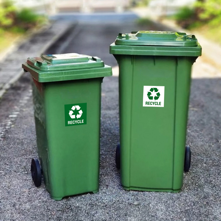 PVC Sticker Signs (20cmx20cm) Recycle Label Sign Trash Rubbish Bin ...