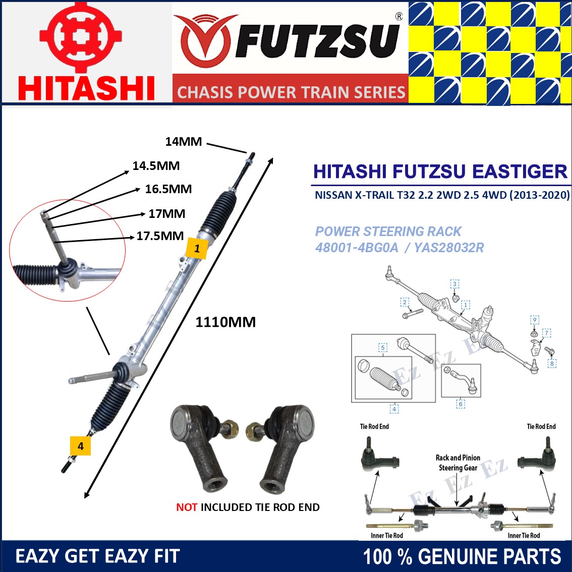 100% NEW POWER STEERING RACK FOR PROTON EXORA CPS /EXORA BOLD/ PREVE ...