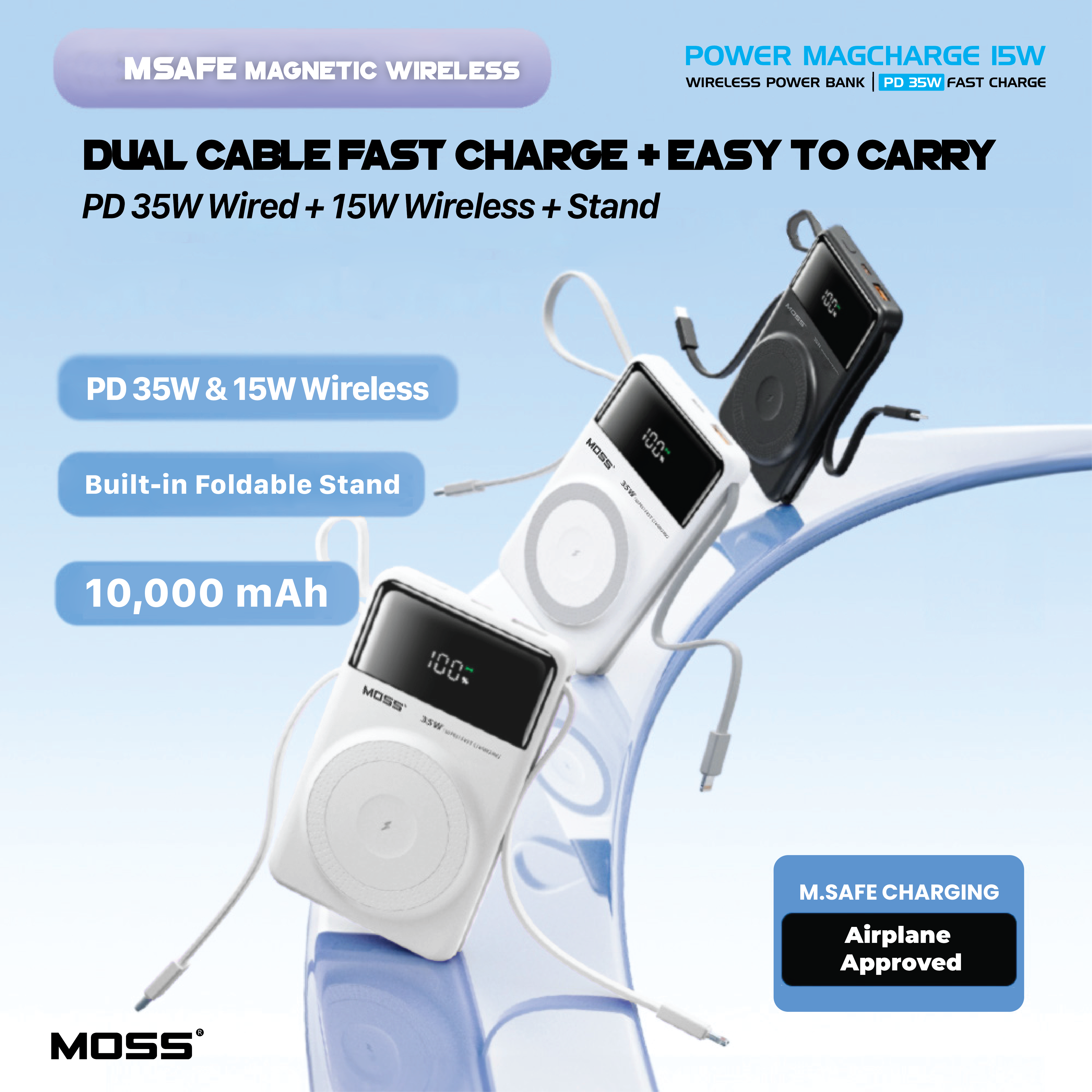 MOSS Fast Charging MagCharge Wireless Magnetic Power Bank Built-In ...