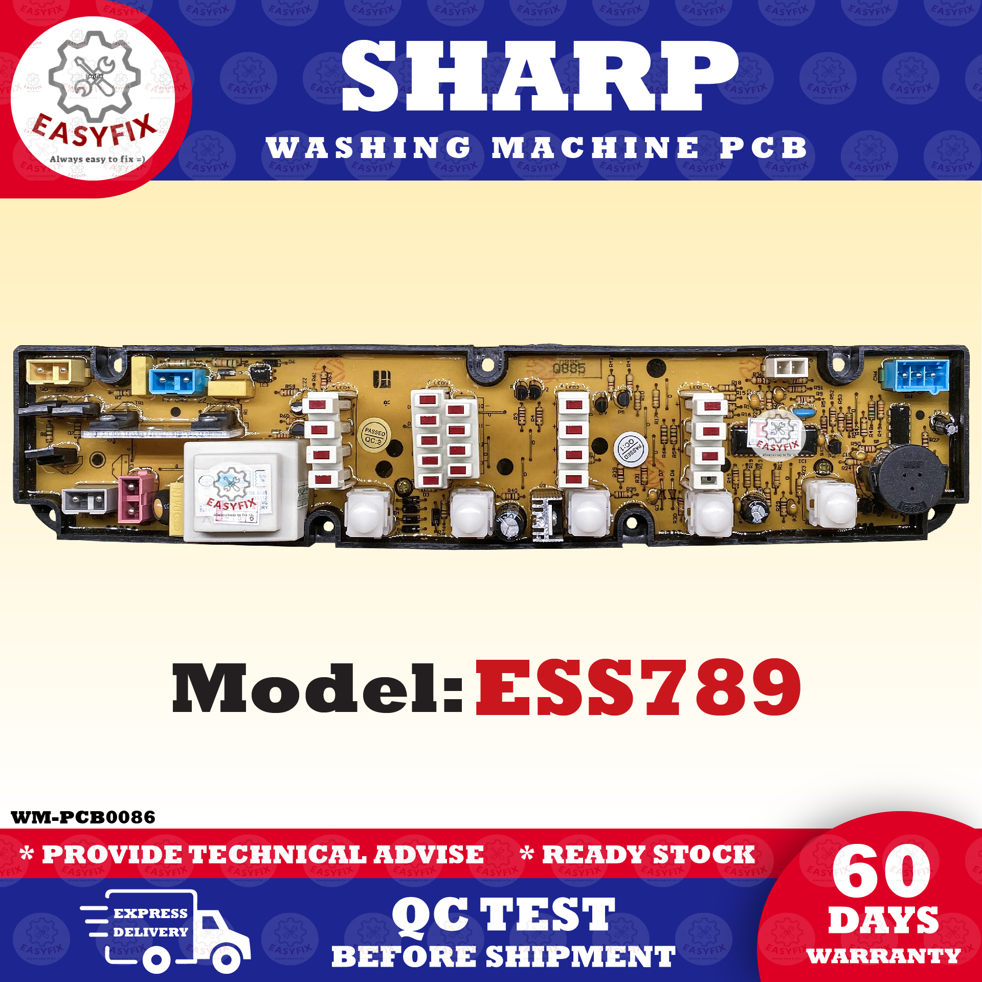 ESS789 SHARP WASHING MACHINE PCB BOARD (CONTROL BOARD) ESS-789 ESS 789 ...
