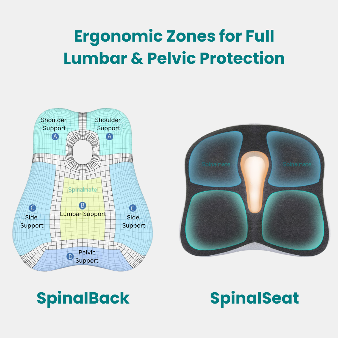 Spinalmate Premiere Ergonomic Spine Support Combo Cushion - Back Waist ...