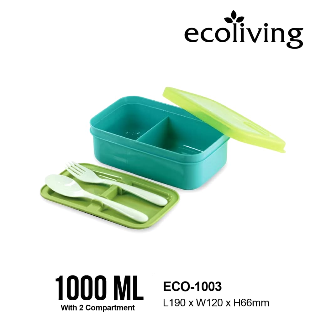 ECO living ECO-1003 1000ml 2 compartment lunch box | Shopee Malaysia