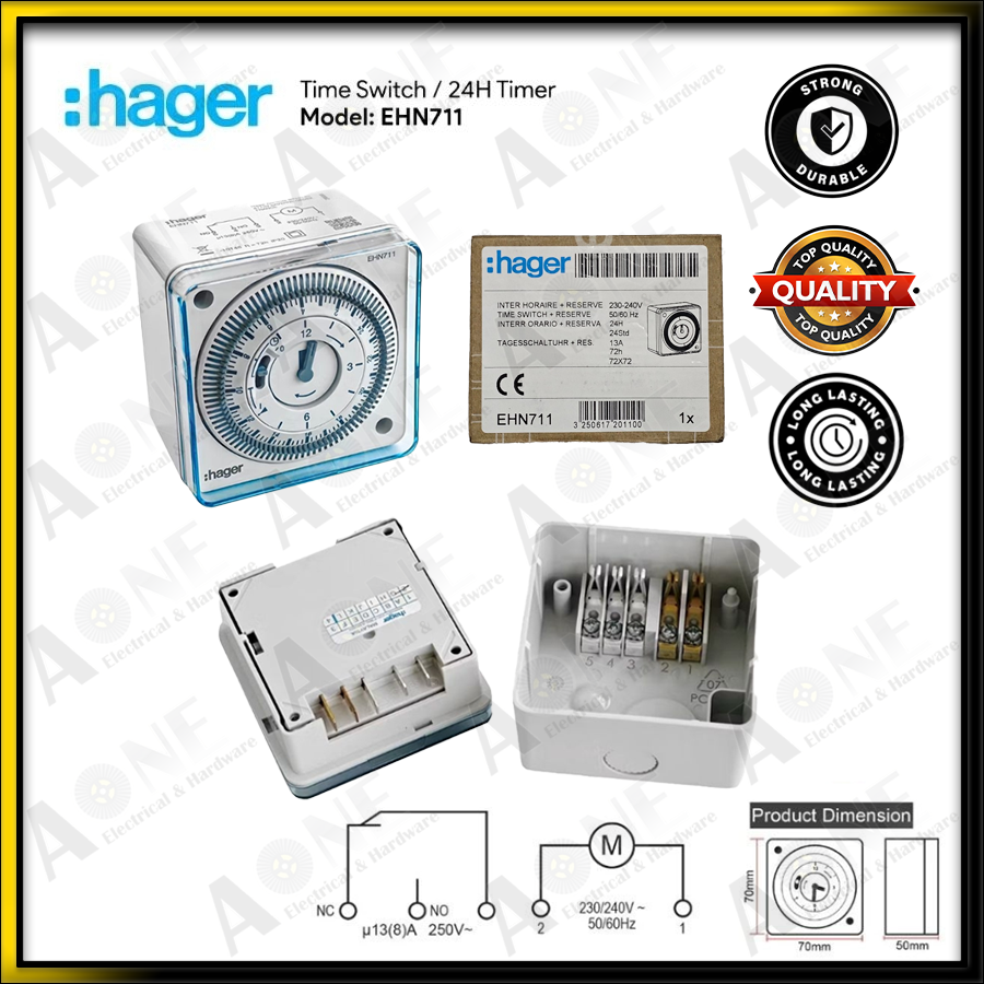 HAGER EHN711/EH711, DLX LK711, EPS ET-24HR - 24 Hours Timer Switch ...