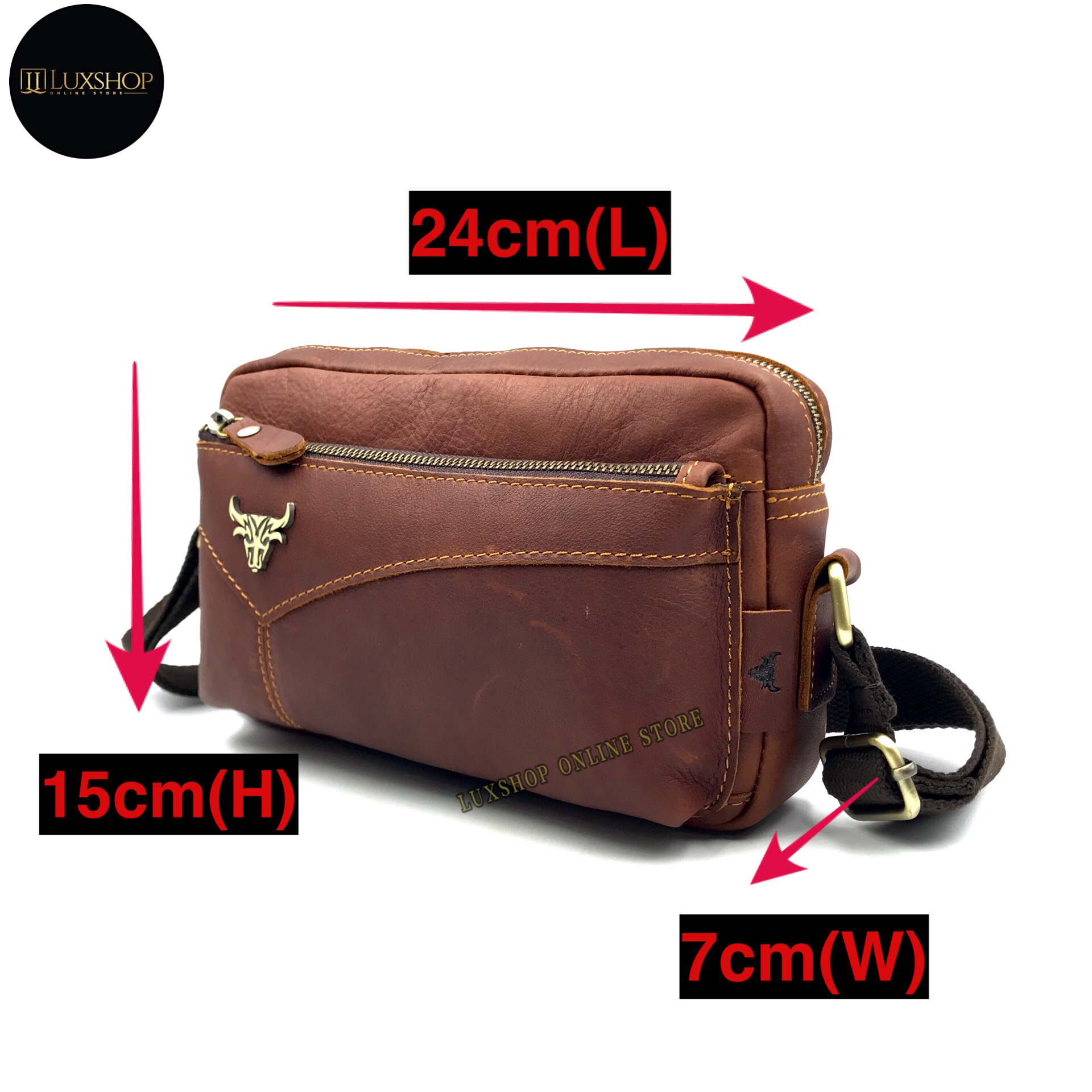 Rush Rider Full Cow Leather Sling Bag Men Shoulder Cross Body Messenger ...