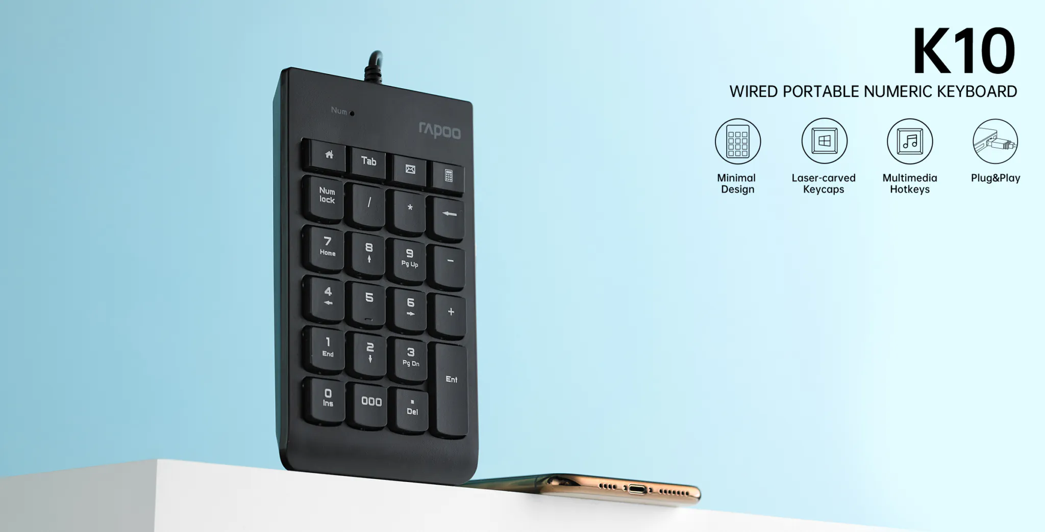 Rapoo K10 Compact Wired Numeric Keypad (23 Keys) | Shopee Malaysia