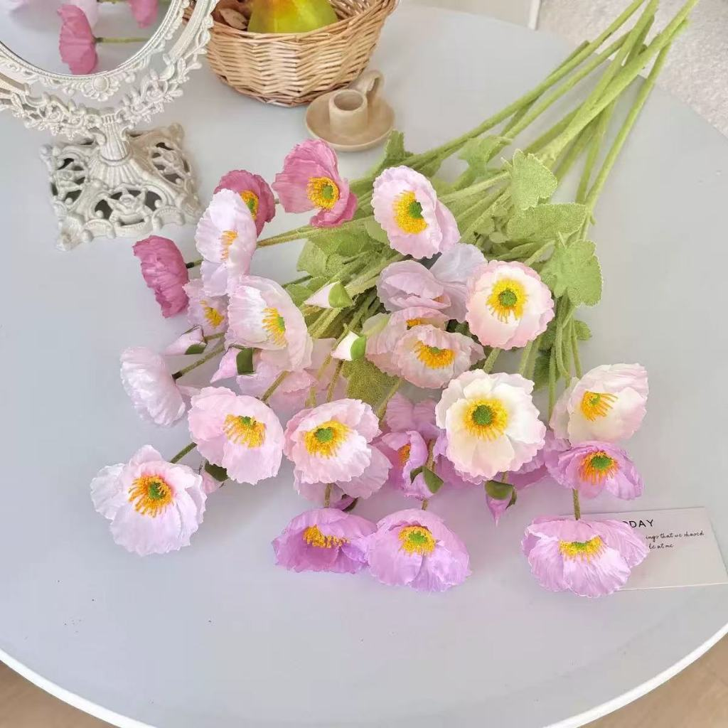 Flocking Poppy Artificial Flowers – Bunga Tiruan for Rustic Wedding ...