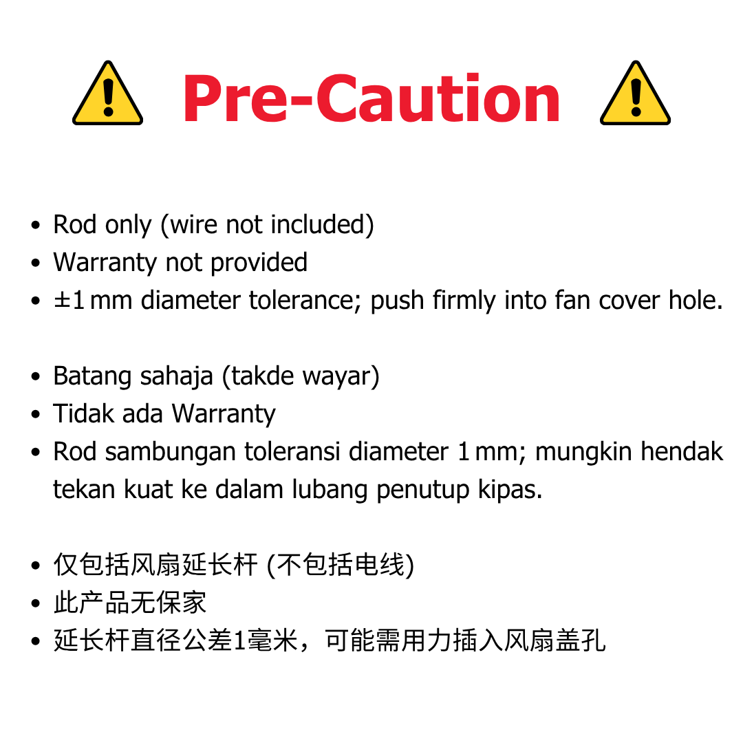 Ceiling Fan Metal Universal Long Extension Rod Downrod Extend Pipe Besi ...