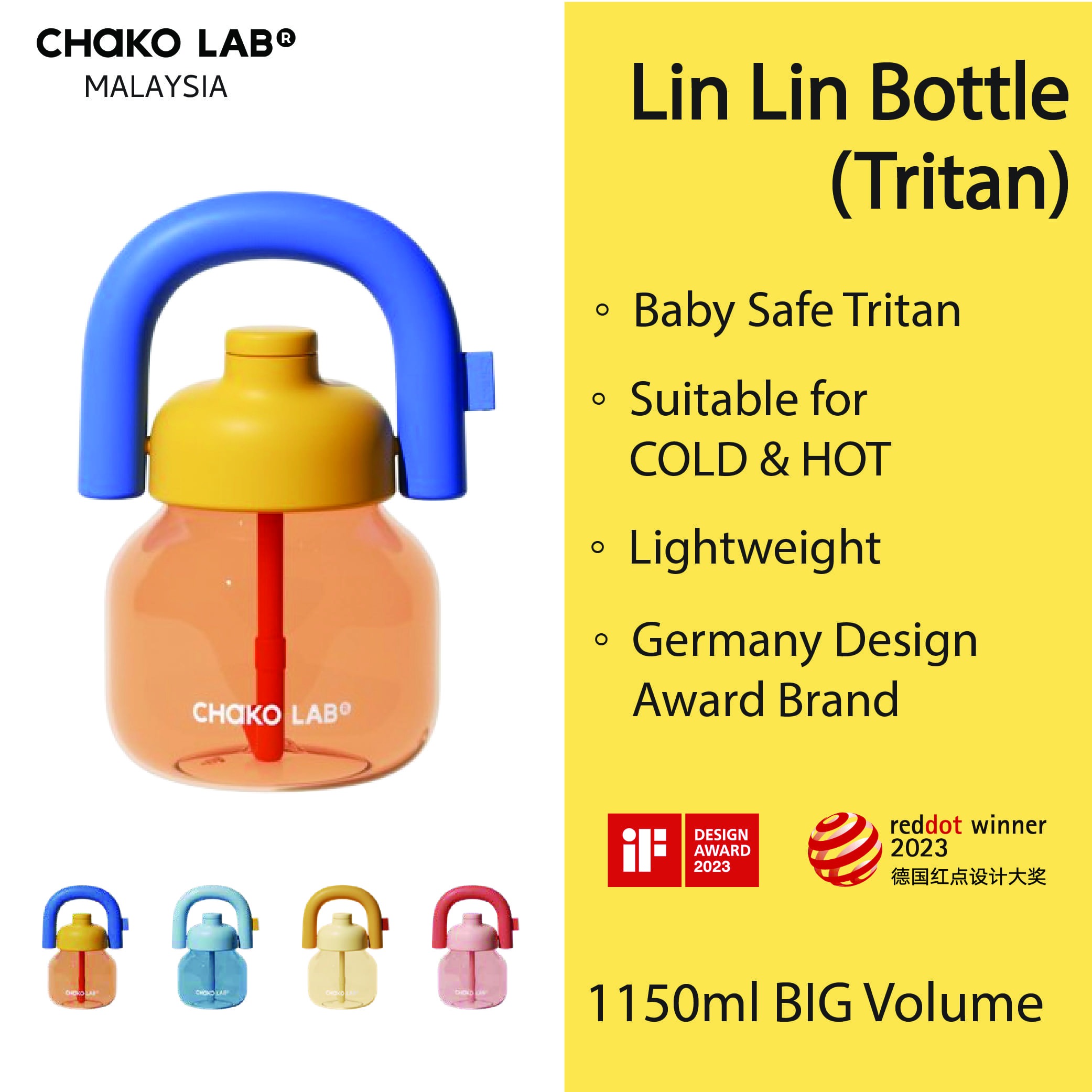 100% ORI CHAKO LAB BOTOL LIN LIN (TRITAN) | Shopee Malaysia
