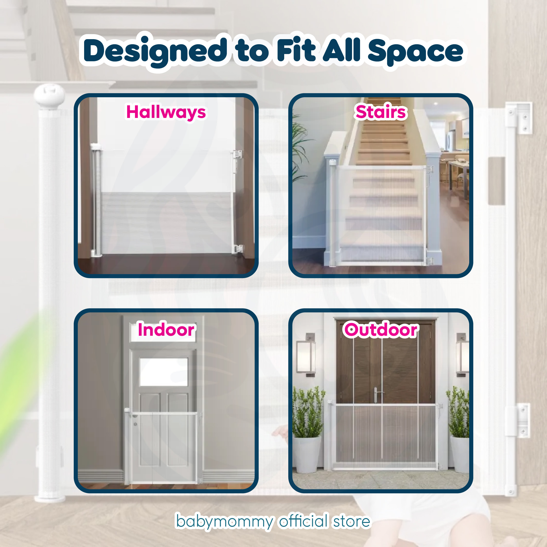 Babymommy👶【Baby Safe Door Gate】Component Gate Guard Fit Door Fence ...