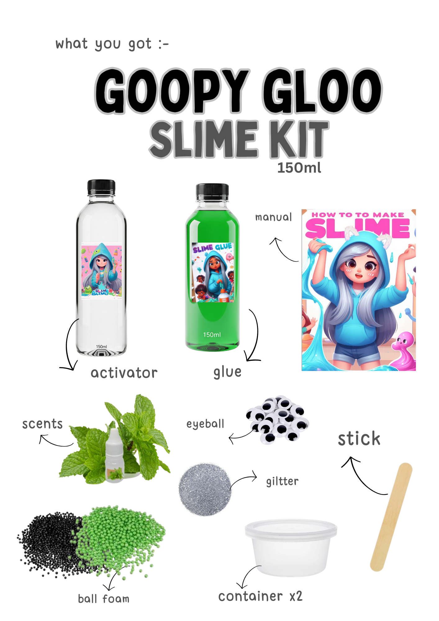 Goopy Gloo Slime Kit 150ml - Minty. Monstrous. So Much Fun! | Shopee ...