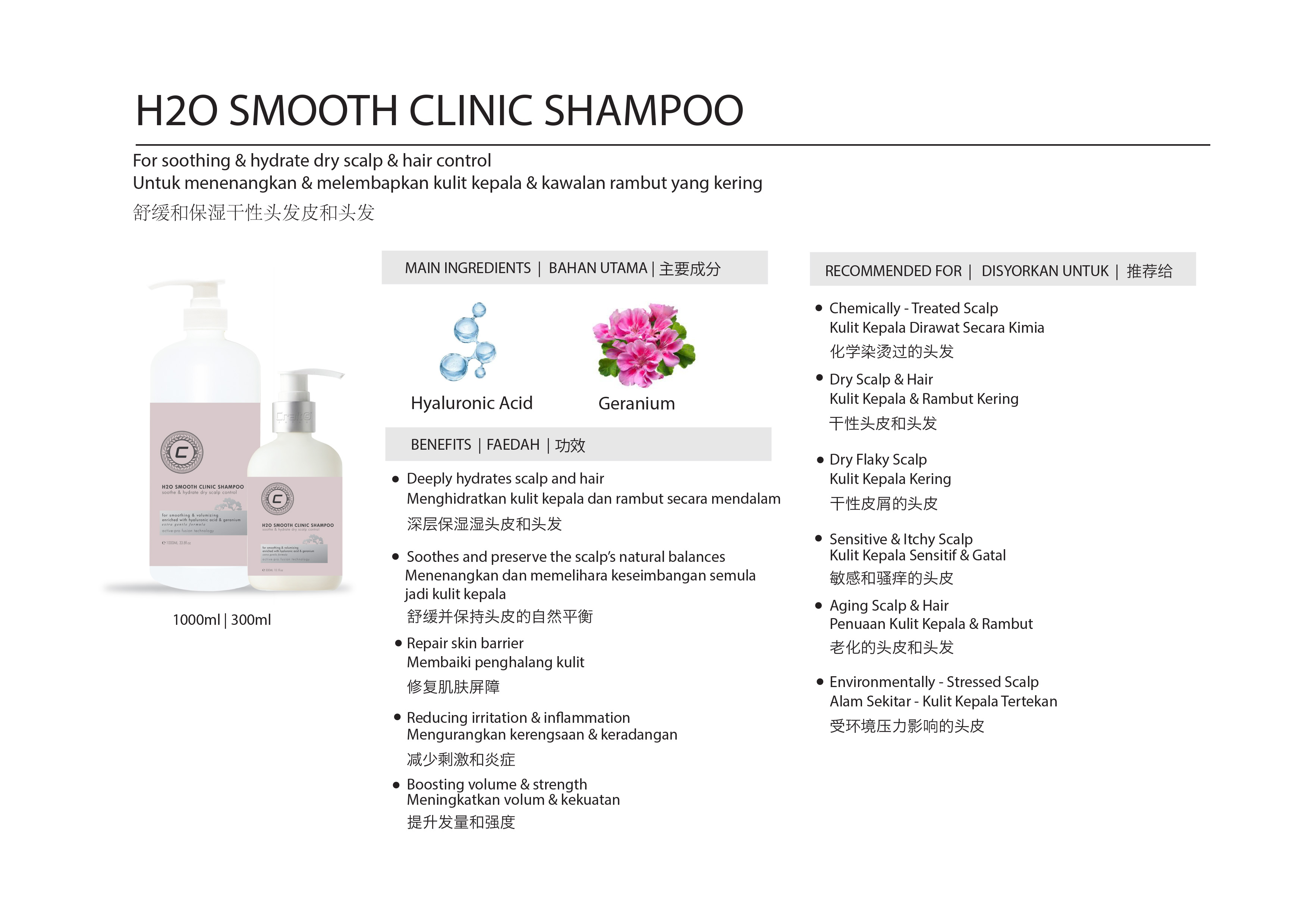 Craft Pre Cleanser 300ml & H2O Smooth Scalp Shampoo 300ml FOC Tonic ...