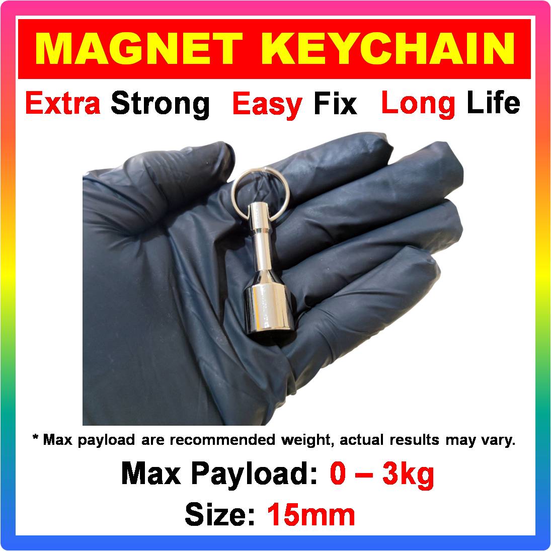 Strong Neodymium Magnetic Keychain - Stainless Steel Round Magnet Key ...