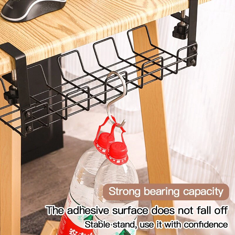 Home Office Desk Wire Organizers Under Table Storage Rack Wire Desk ...