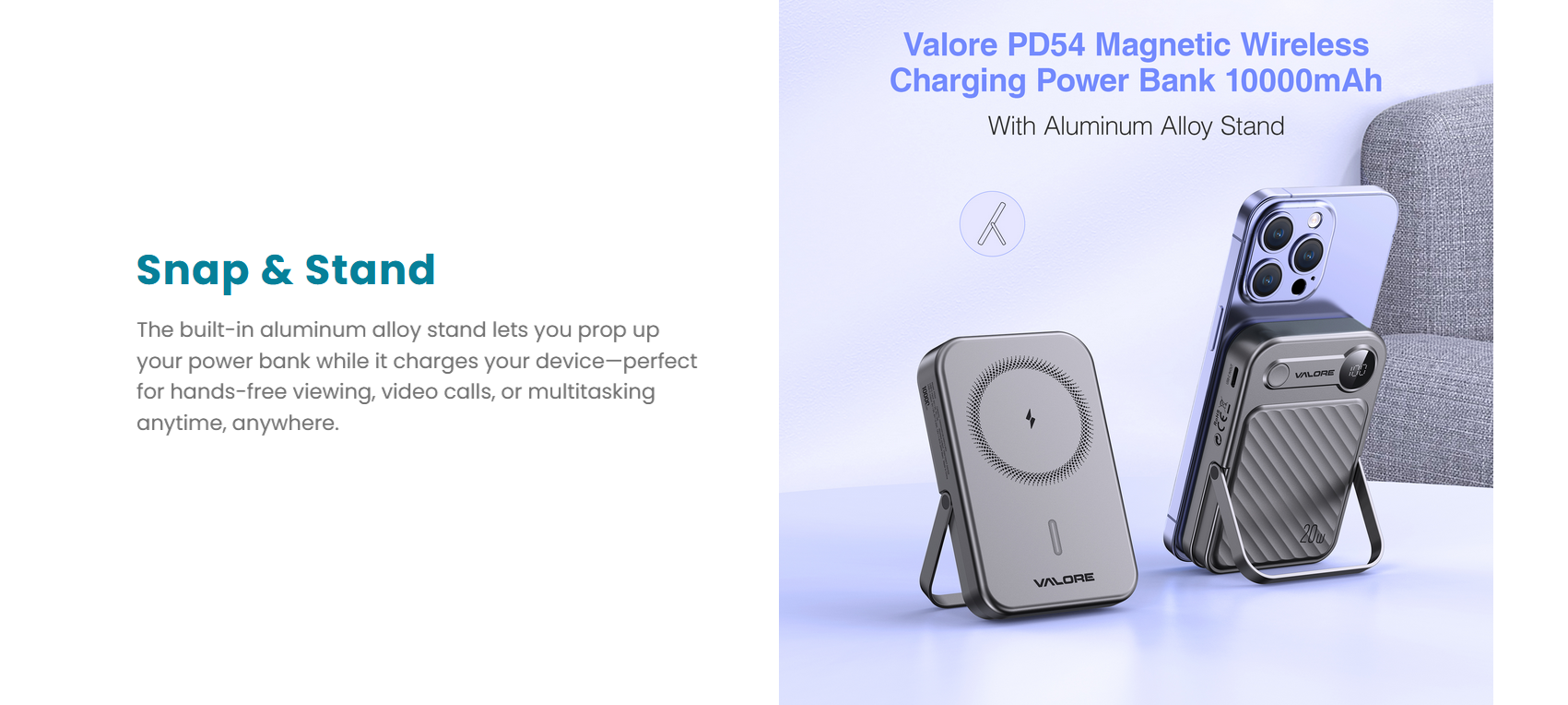 VALORE PD54 (PD20W 10000mAh Magnetic Wireless Charging Power Bank with ...