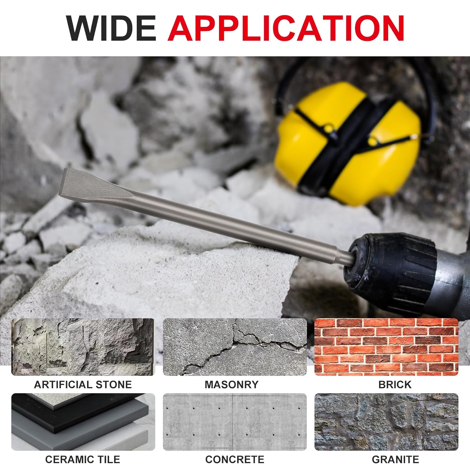 10X160MM Mini SDS Chisel. SDS Plus Chisel Bit for Concrete Wall , Tiles ...