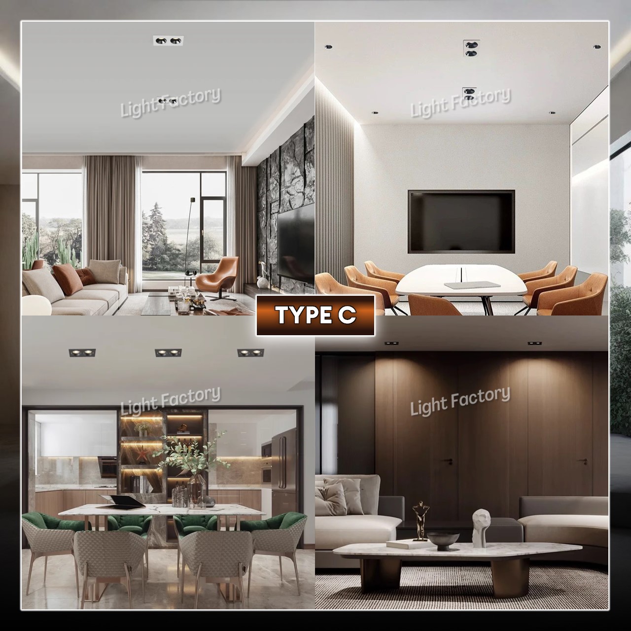 Recess Anti Glare Downlight Eyeball Casing Round / Single & Double ...