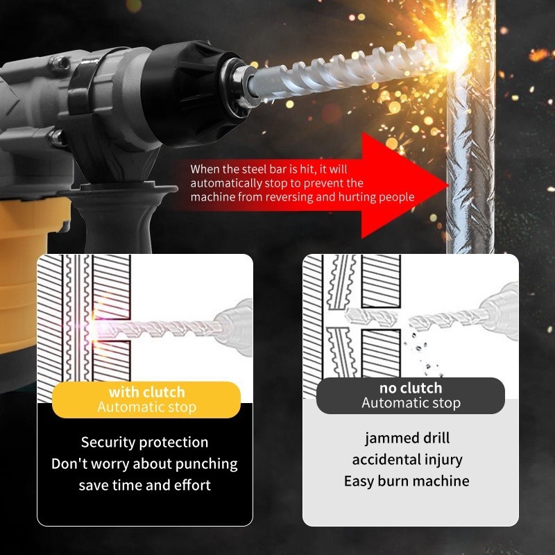 KEELAT Cordless Rotary Impact Hammer Drill 3 Model Heavy Duty Concrete ...