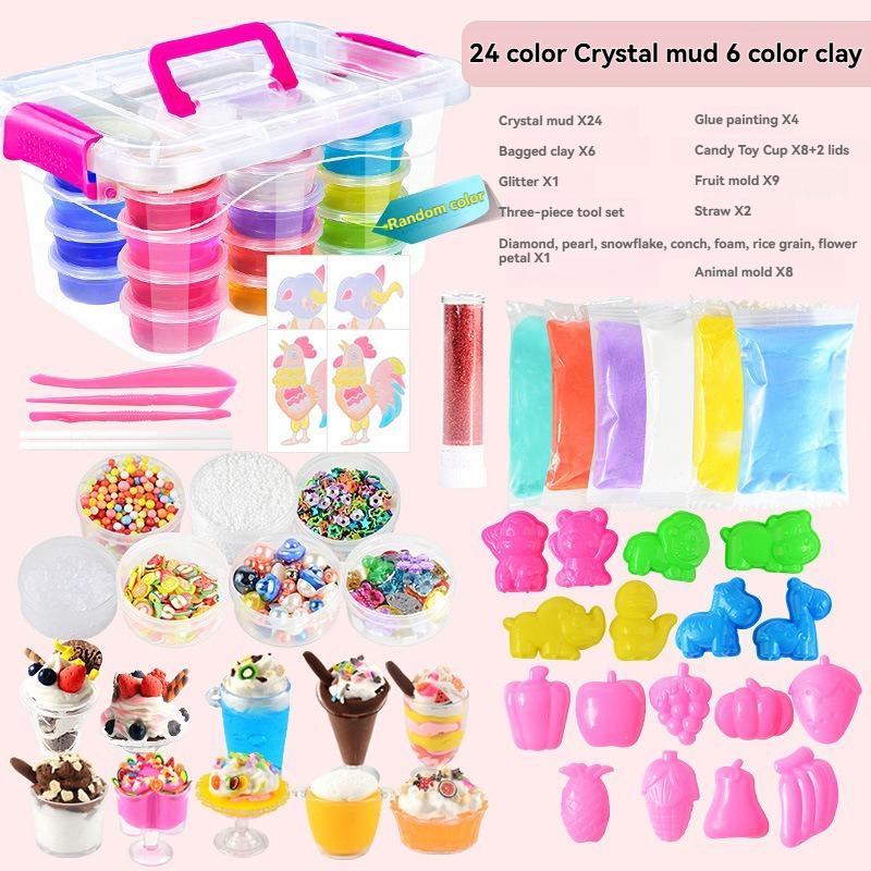 Kids Slime Toy 12 Colors Crystal Mud and Light Clay Playing Set with ...