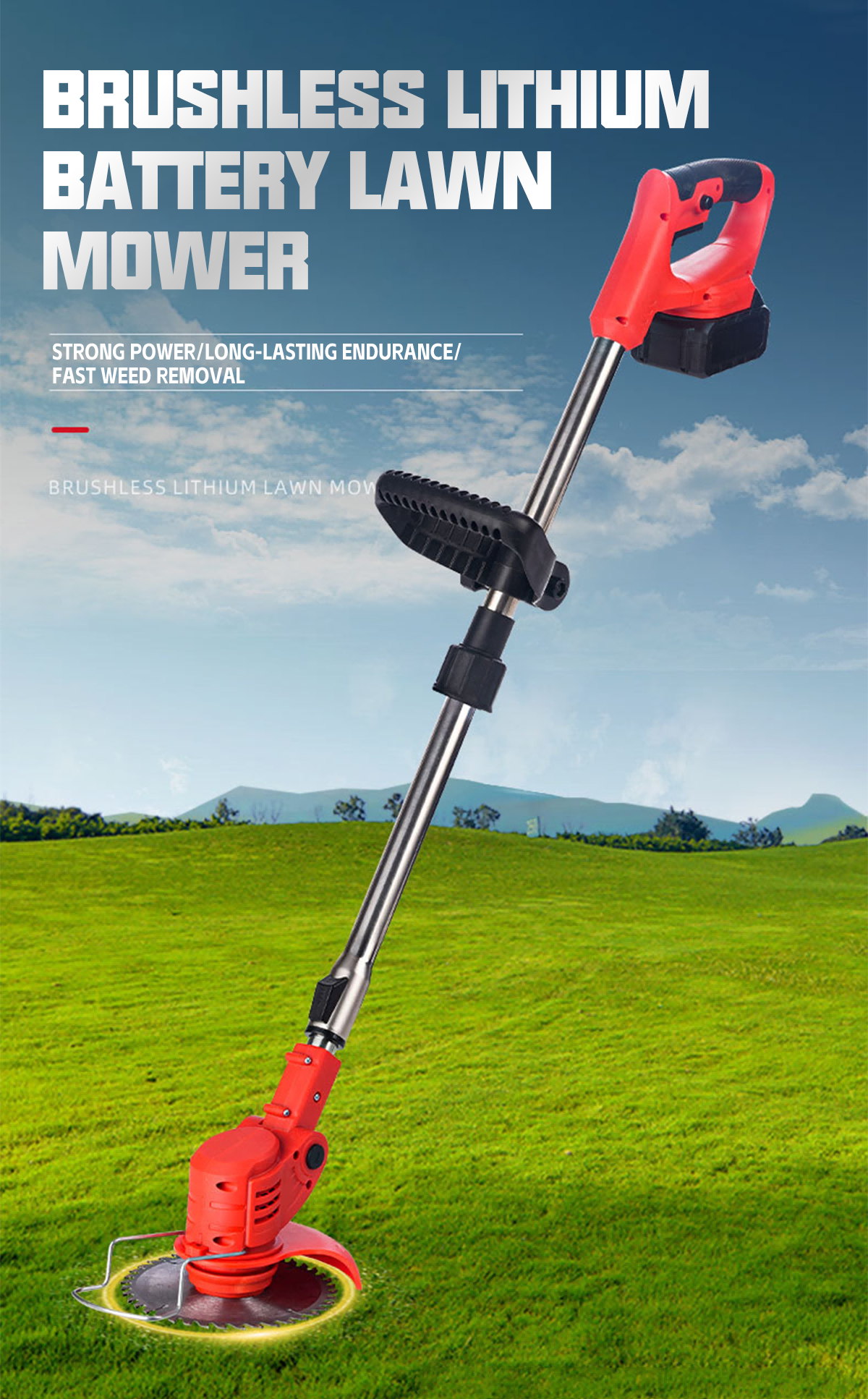 Mesin Rumput Bateri Heavy Duty Mesin Potong Rumput Dengan Roda Latihan ...