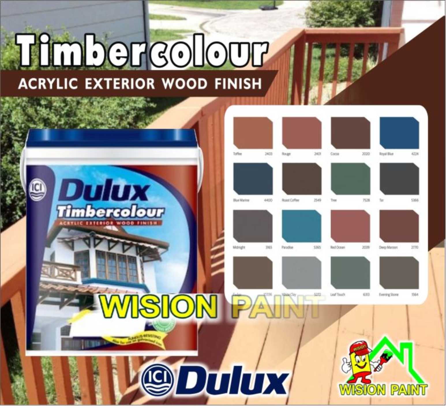 5L ICI ( DULUX Timbercolour ) Timber Colour Acrylic Wood Finish ...
