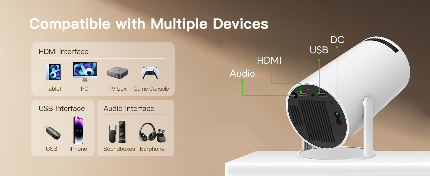 HY300 Pro+ Projector Android 13 Mini Portable Projector HY300 2+16G ...
