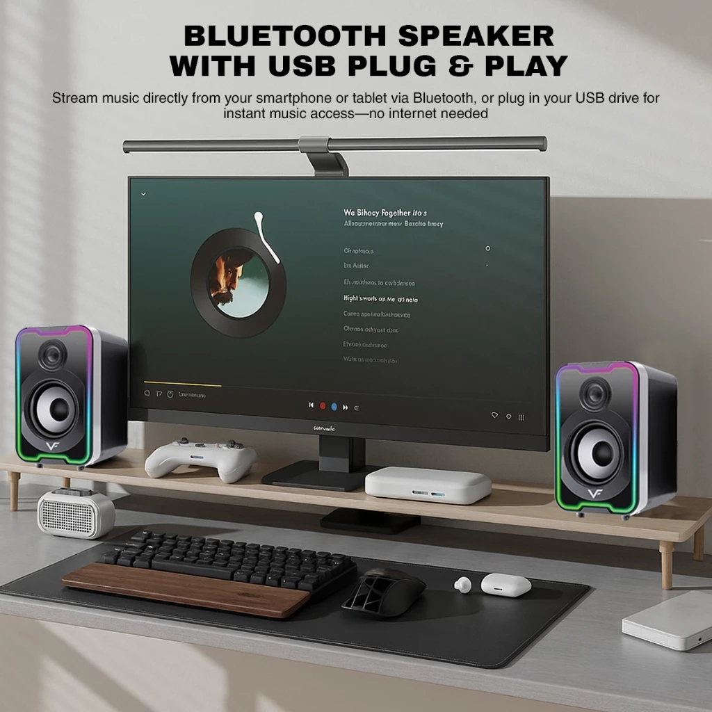 Vinnfier VF Studio 3 20W USB Powered 2.0 RGB PC Audio Bluetooth Speaker ...