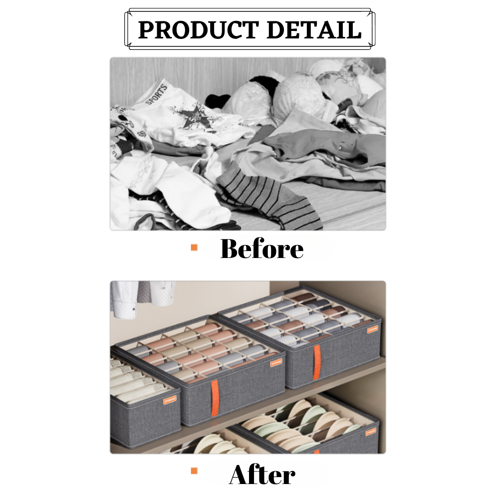 6/7/20 Slots Storage Box Wardrobe Organizer Box Stackable Foldable