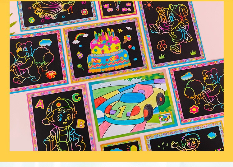 DIY Colorful Drawing Rainbow Scratch Painting Book 2in1 Dual Side Magic ...