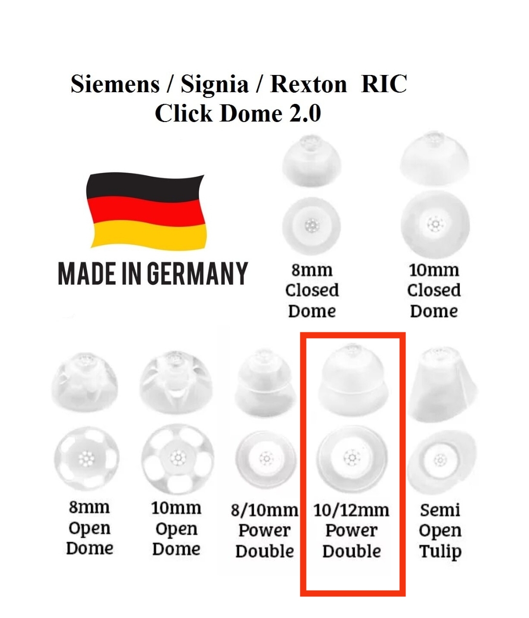 ( Pack of 6 ) 10/12 mm double dome for miniReceiver 2.0: Siemens ...
