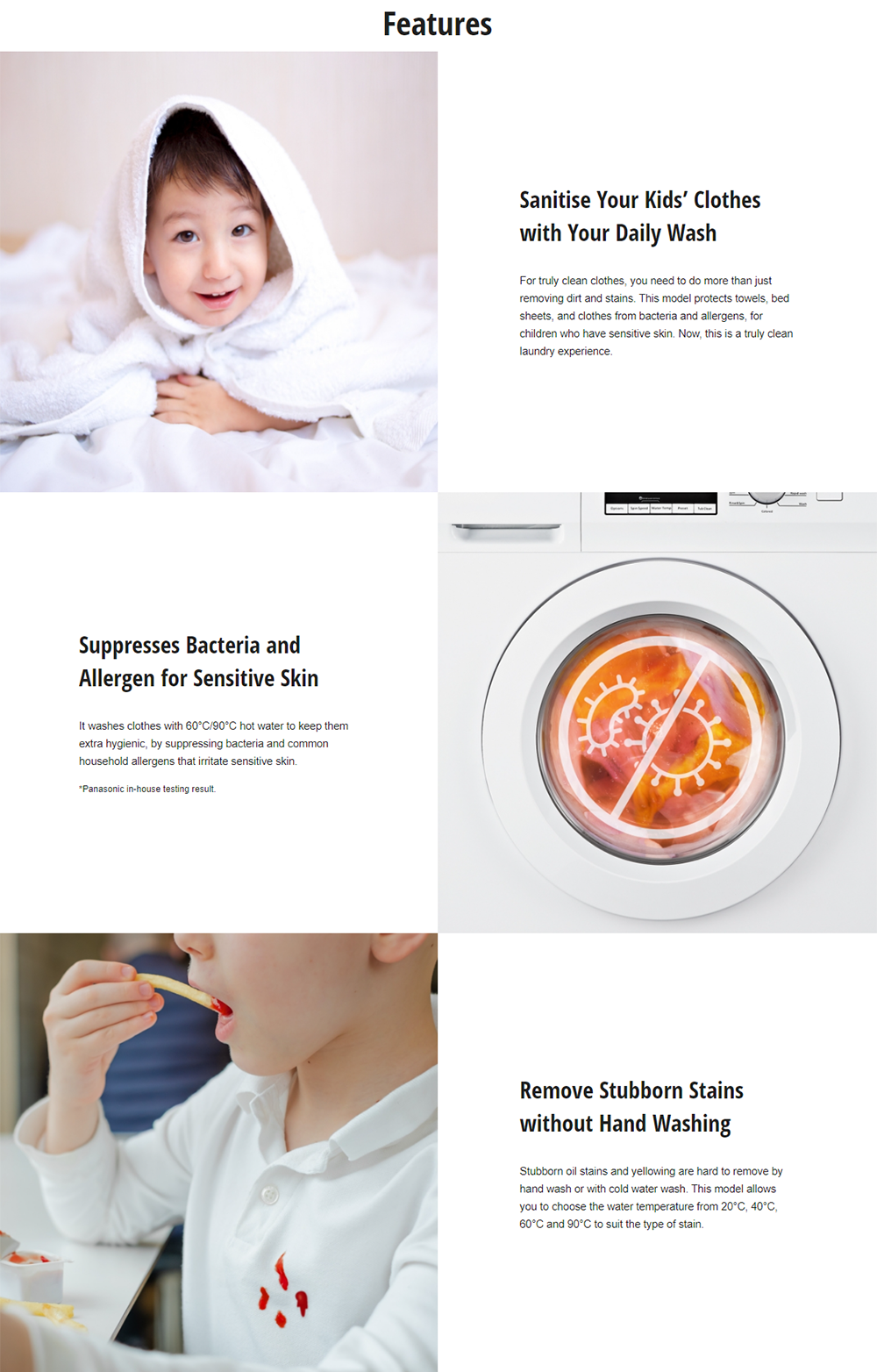 Panasonic NA128XB1WMY 8kg Hygiene Care with Hot Water Wash Front Load