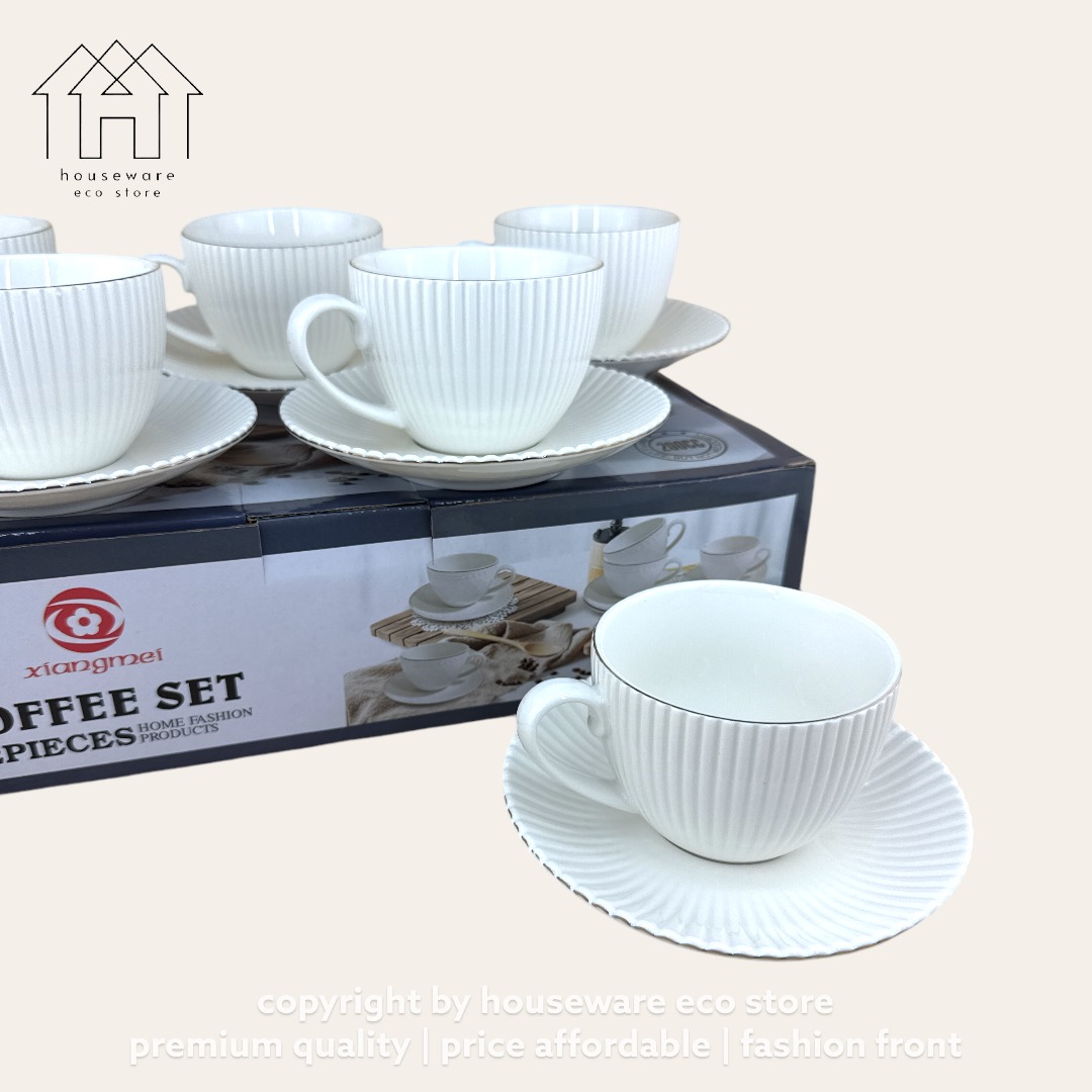12pcs Ceramic Mug With Saucer / Cawan Seramik Cawan Set ins Kopi Latte ...