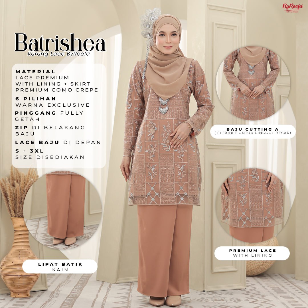 ByReefa Kurung Lace BATRISHEA Lace with Full Lining Kain