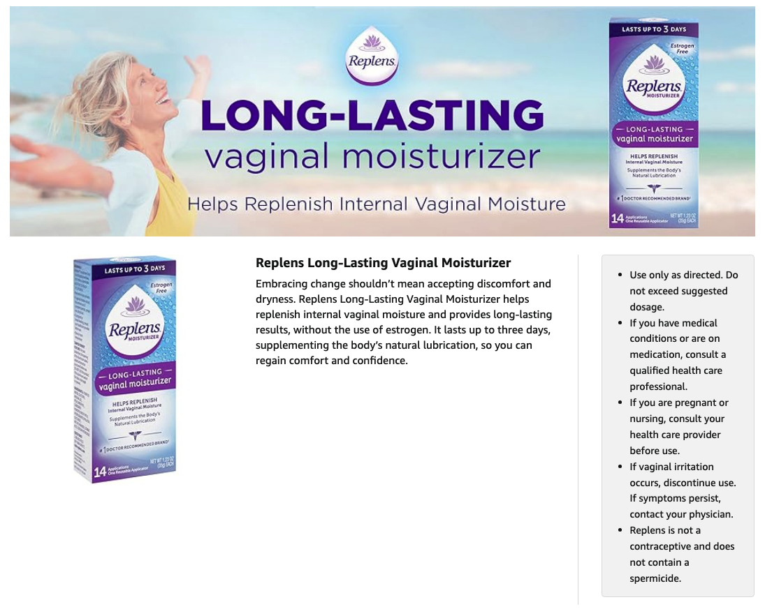 Replens Long-Lasting Vaginal Moisturizer, 8ct Prefilled/ 14ct with ...