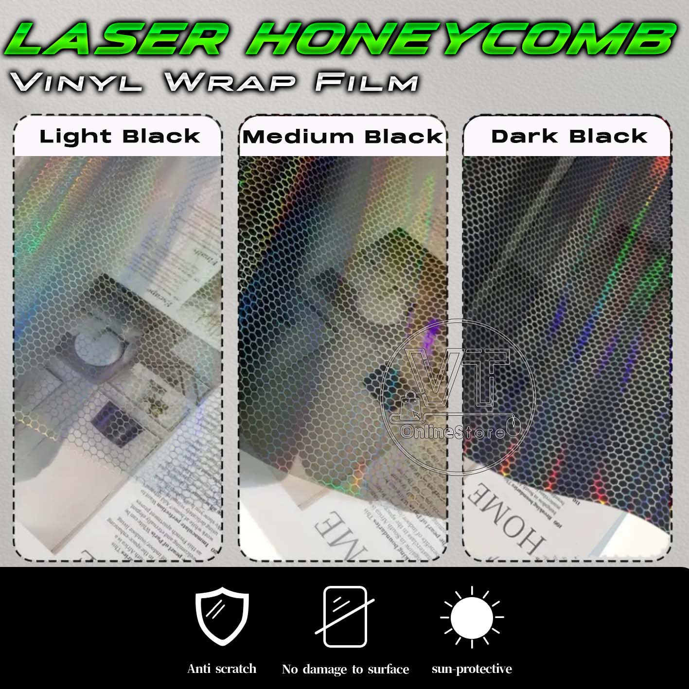 Car Laser Honeycomb Headlights Taillight Lamp Vinyl Wrap Tinted Lampu ...