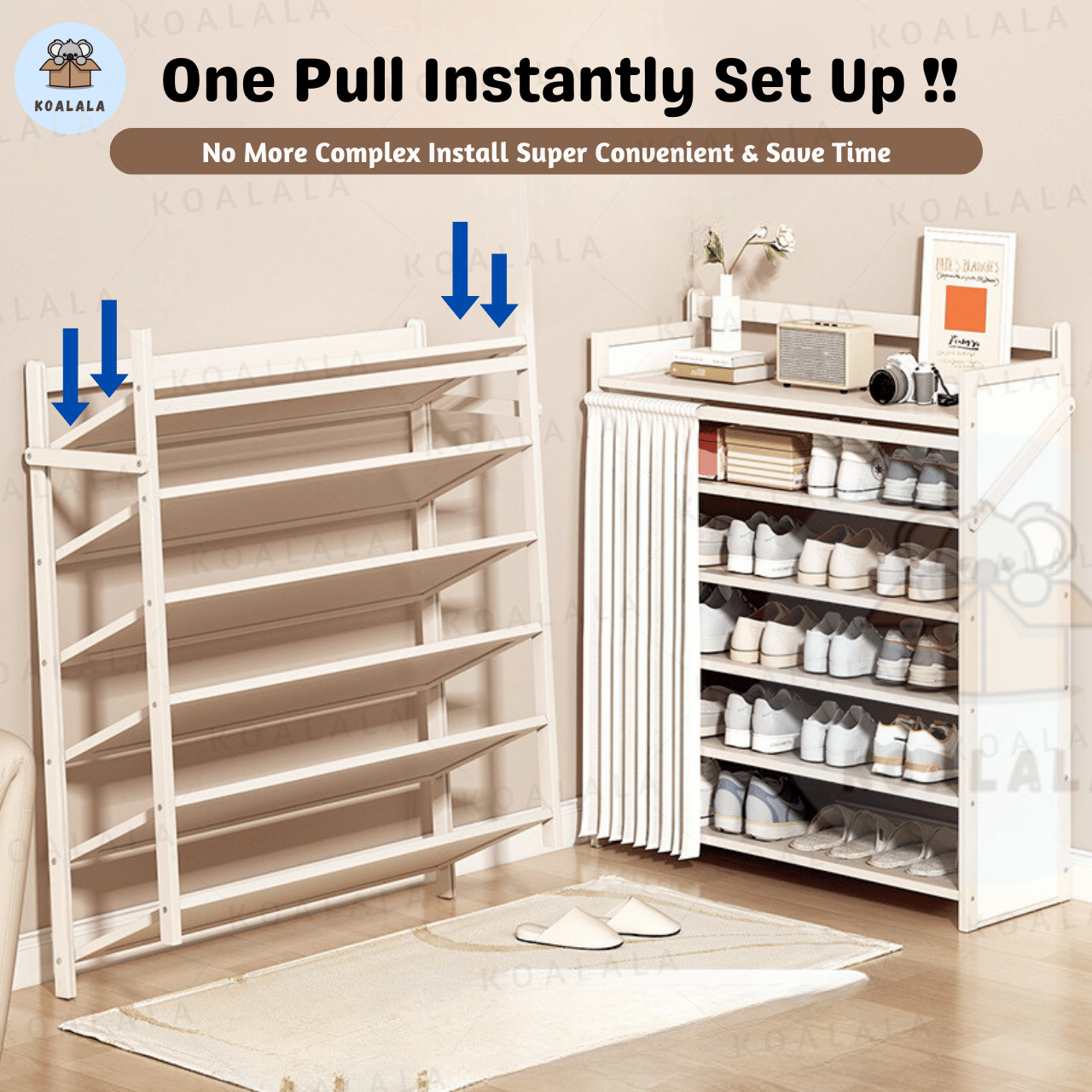 【Installation Free】 Wooden Shoe Rack Foldable Portable Bamboo Folding ...