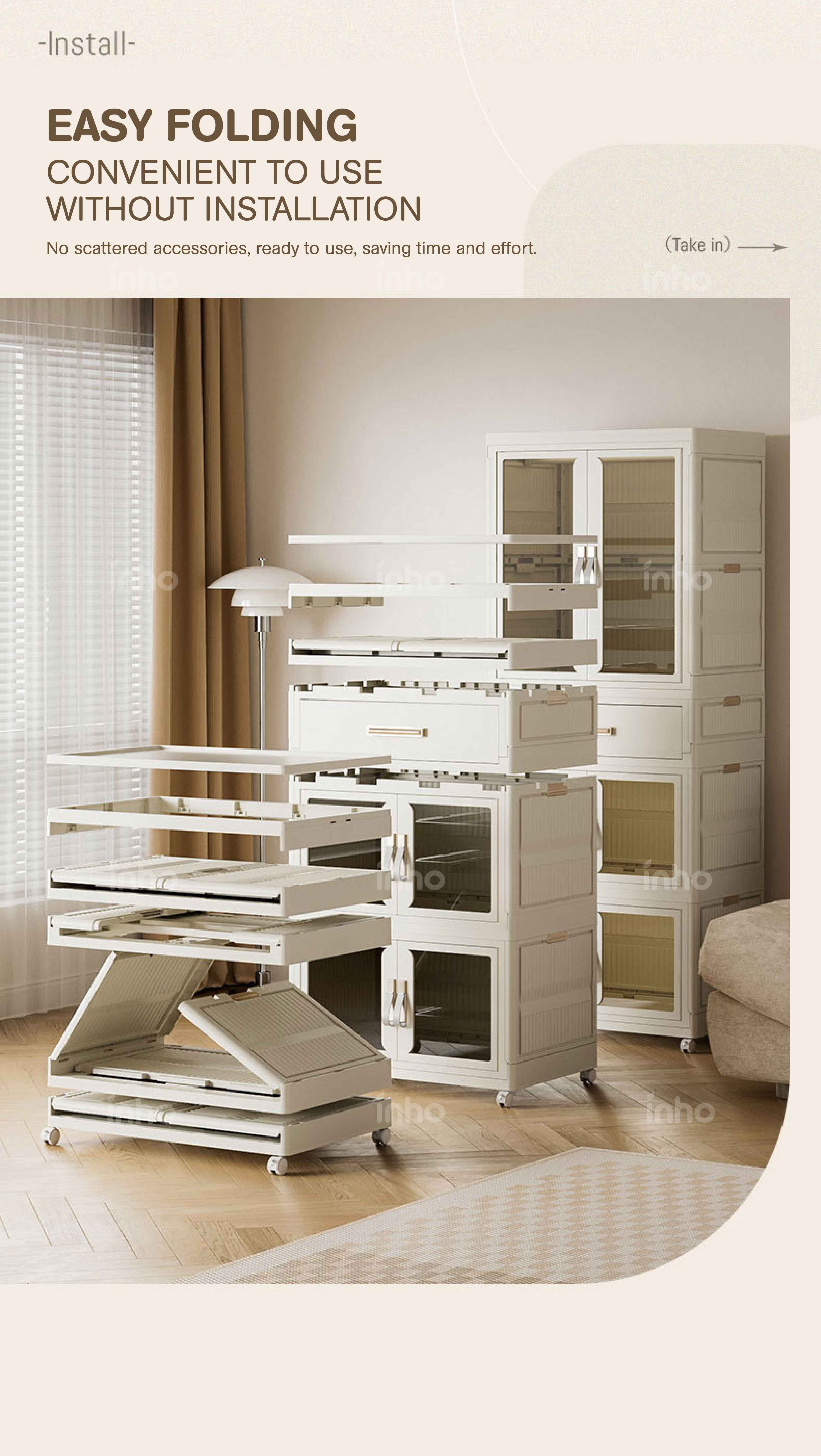 INHO L55/65cm Multifunction Moveable Stackable Storage Cabinet Modern ...