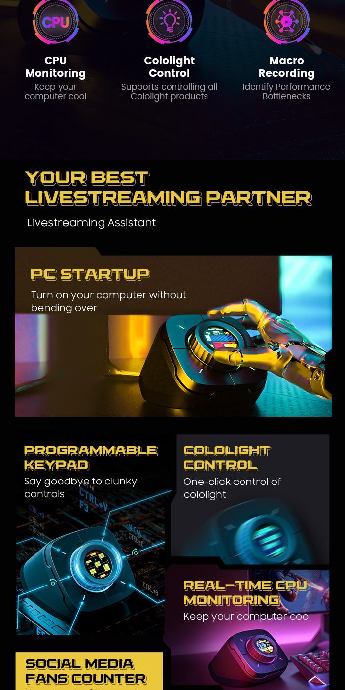 COLOLIGHT COLO PLAY Cyberpunk Desktop Controller Dekstop Clock PC ...
