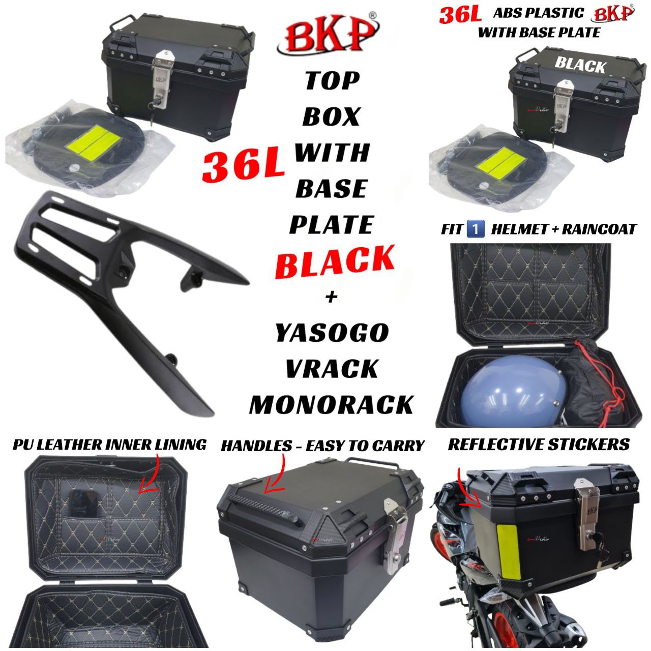 (NMAX V2 Yamaha) Top Box BKP 30L 32L 36L/GS 36L+Monorack Bracket/BKP ...