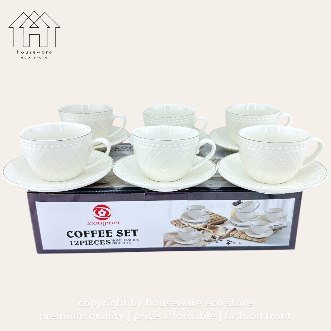 12pcs Ceramic Mug With Saucer / Cawan Seramik Cawan Set Tea Coffee Cup ...