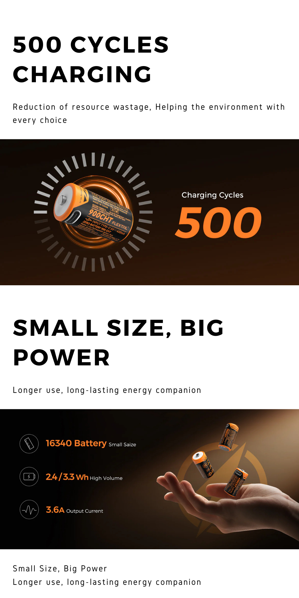 FLEXTAIL ZERO BATTERY - High Performance RCR123A Li-ion Rechargeble ...