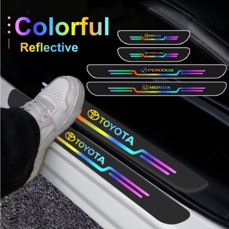 Colorful Reflective Laser Car Door Side Sill Step Protector Stickers ...