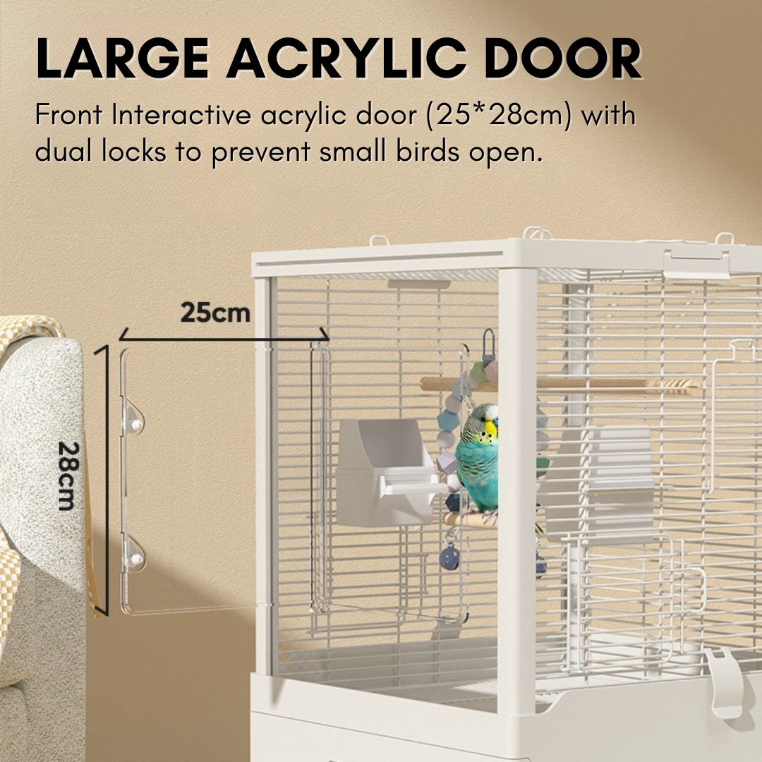 View of Two Tier Premium Parrot Cage Acrylic Door Sugar Glider Cage Bird Cage ...