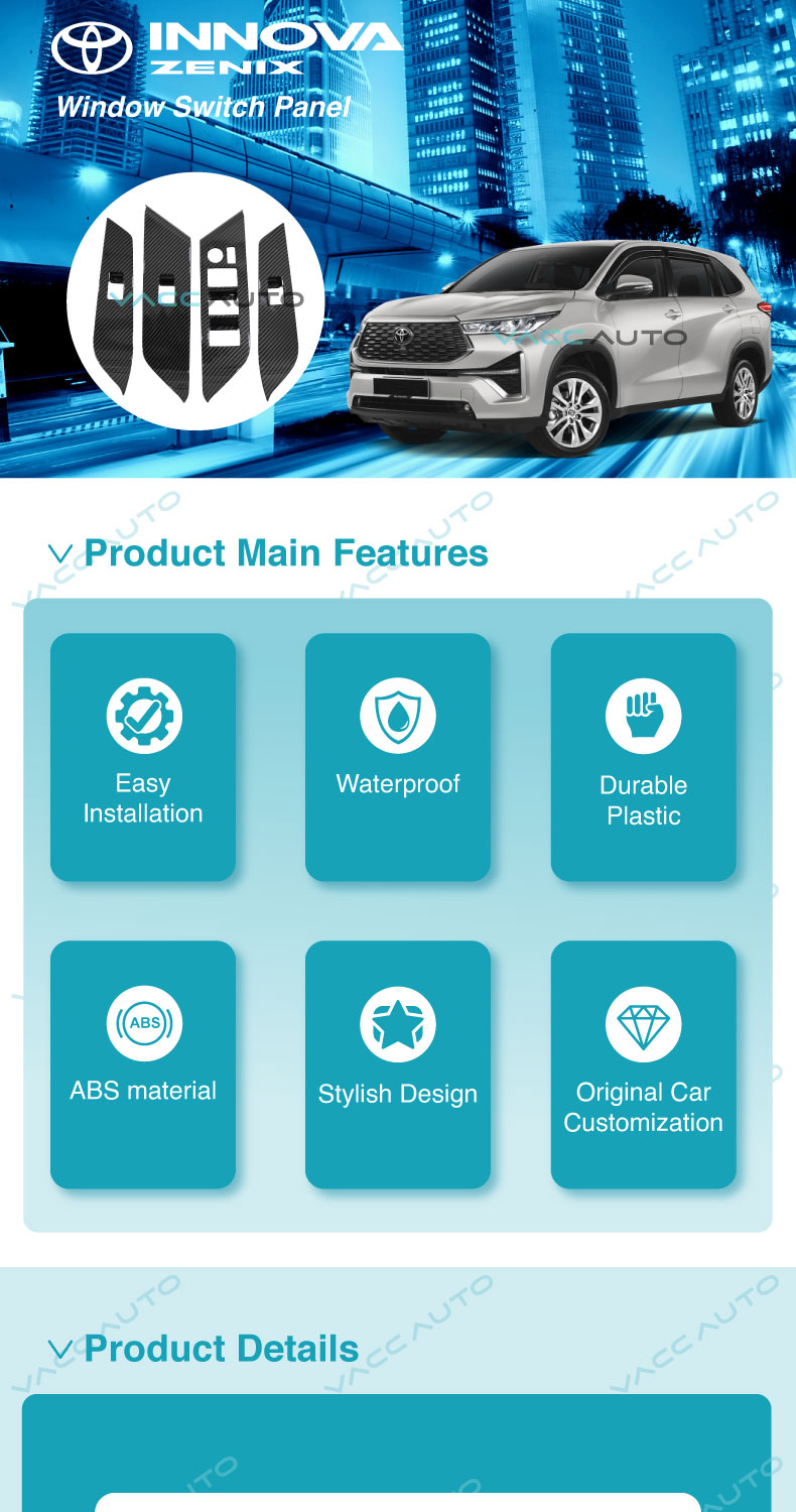 Toyota Innova Zenix AG10 2023 - 2026 Window Switch Panel Carbon Cover ...