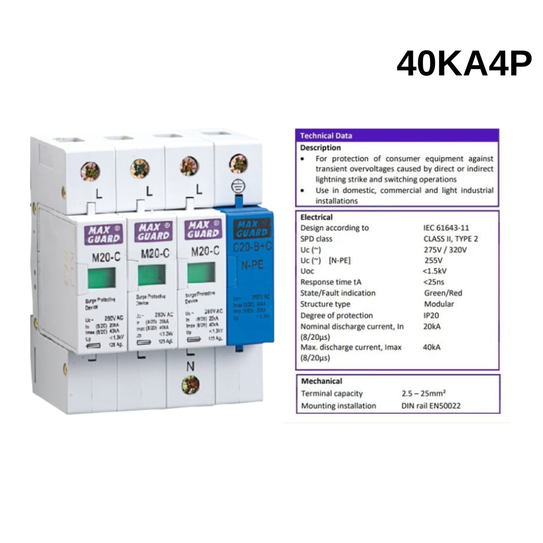 MAXGUARD Surge Protective Device Class C MY1 C2/C4 40KA 2P / 4P ...