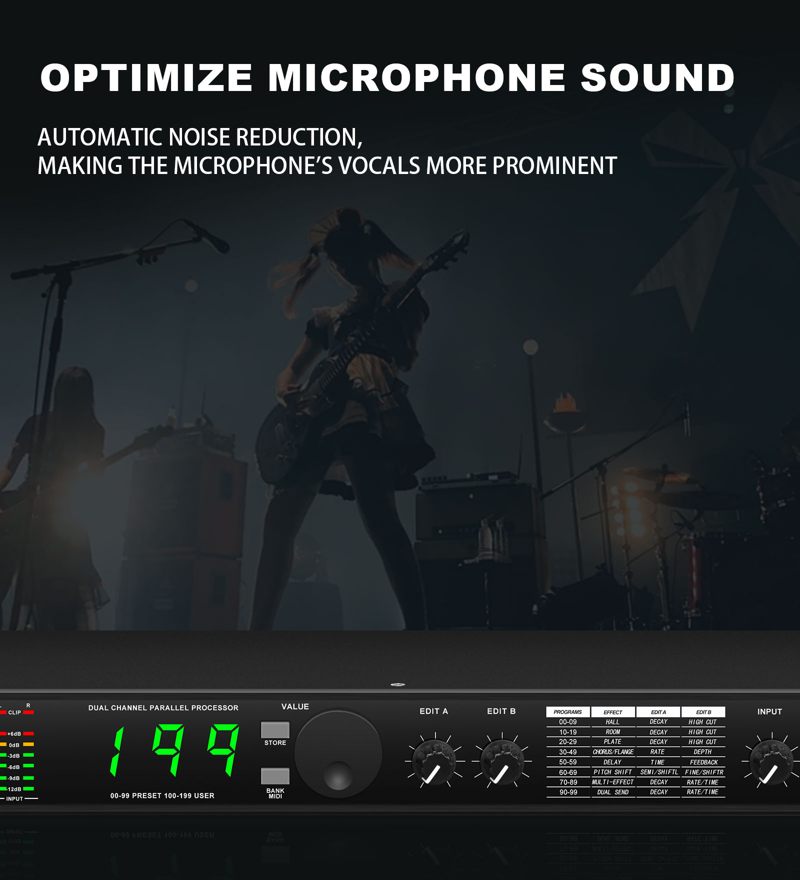 MIC4 Effector built-in DSP99 pre-effector Adjust sound effects Singing ...