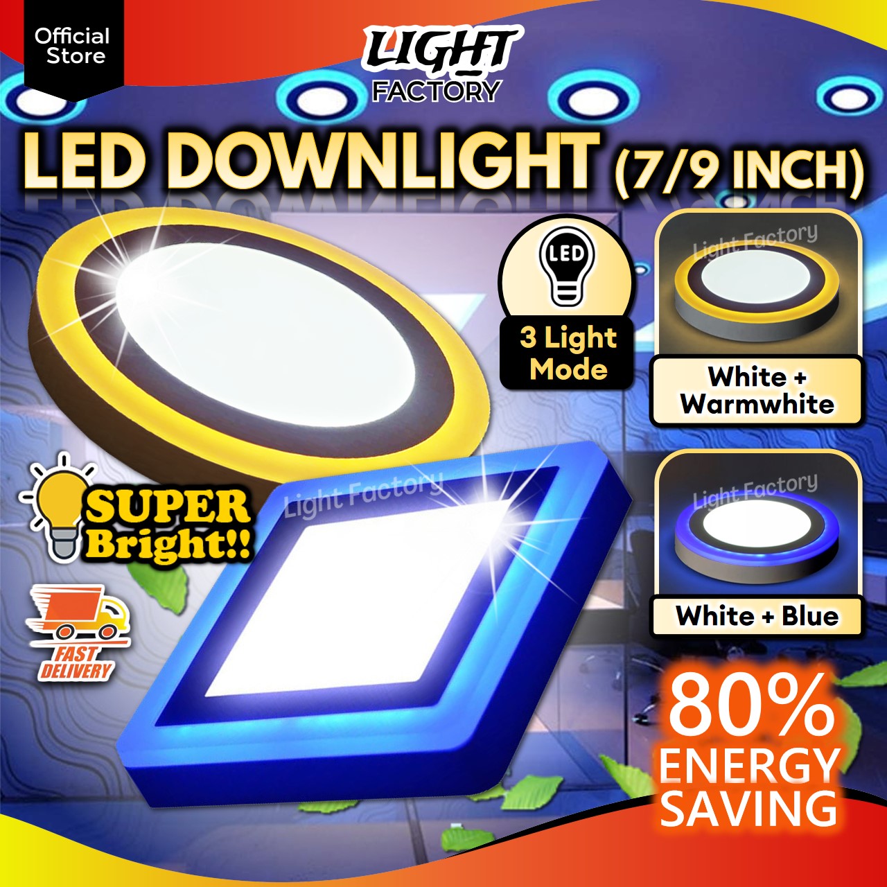 LED Surface Downlight 3 Modes Downlight 3 Colour 12W+4W | 18W+6W LED ...