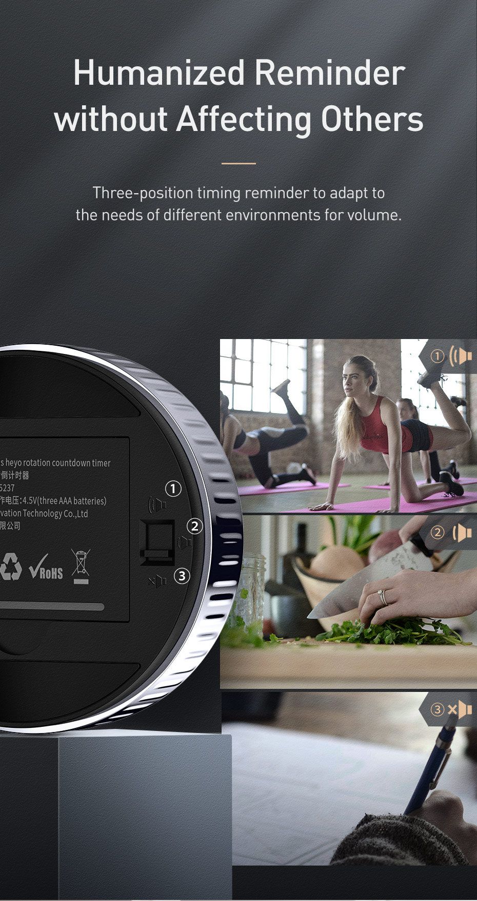 Baseus LED Digital Magnetic Kitchen Rotation Countdown Timer Countdown ...