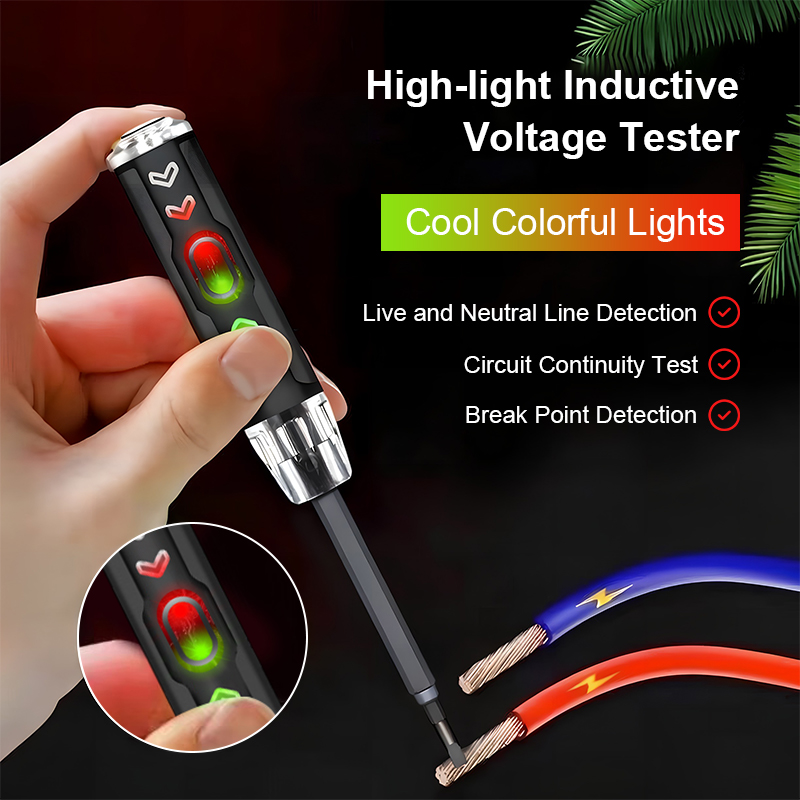 LED 2IN 1 Digital Voltage Tester Pen Ac Non-Contact Induction Test ...