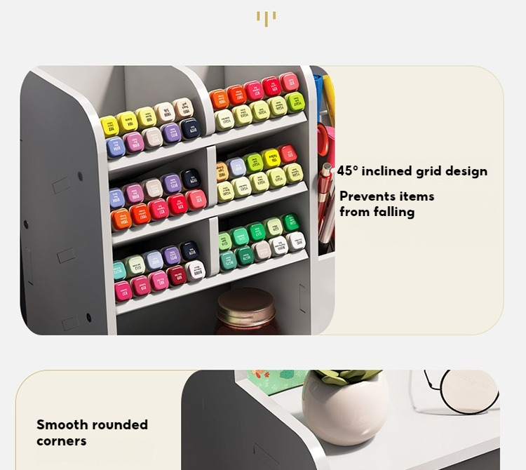 Wooden Stationary Storage Rack Pen Holder Box Rak Alat Tulis Rak Pen ...